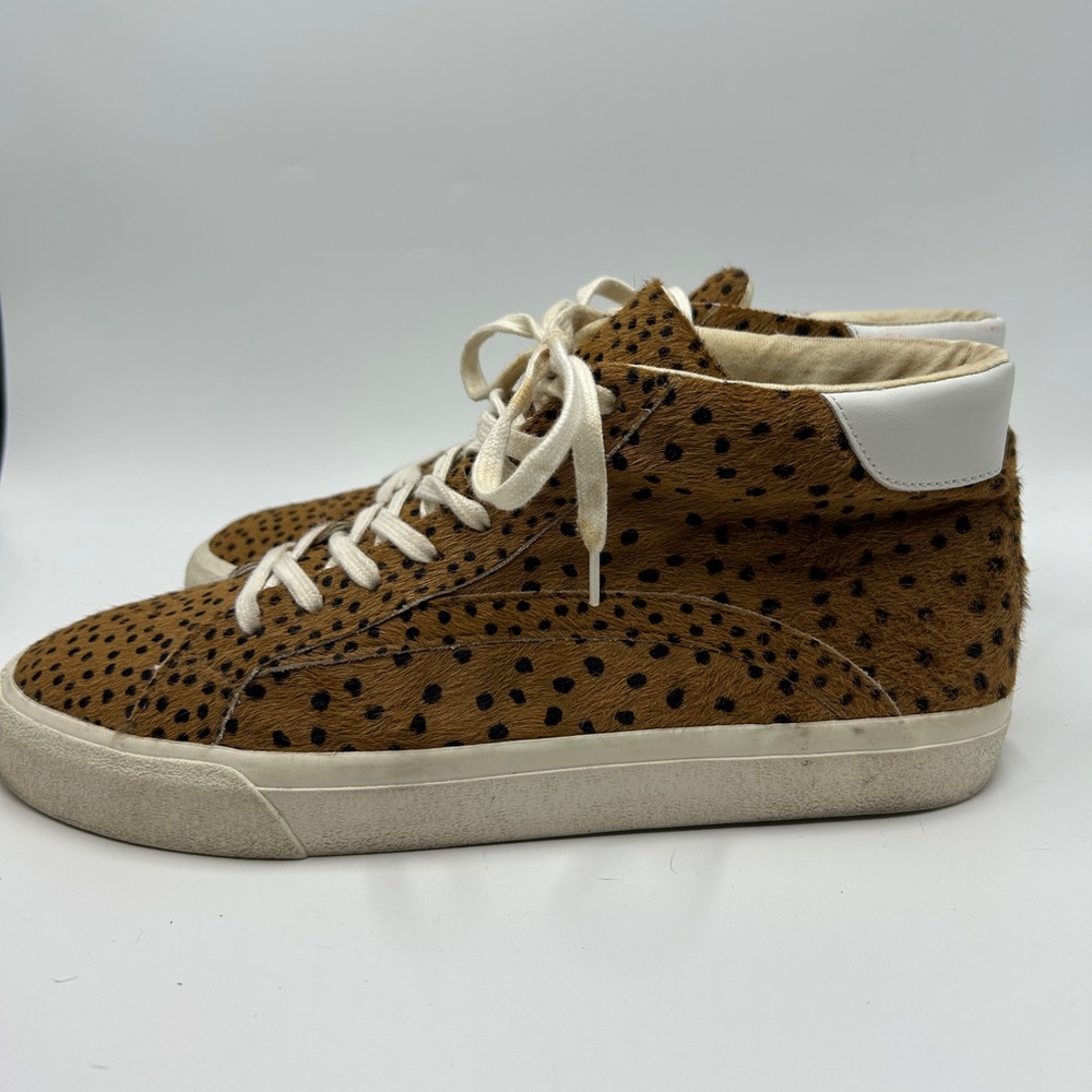 Madewell Sidewalk Spot Dot Genuine Calf Hair High Top Sneakers Shoes Size 11